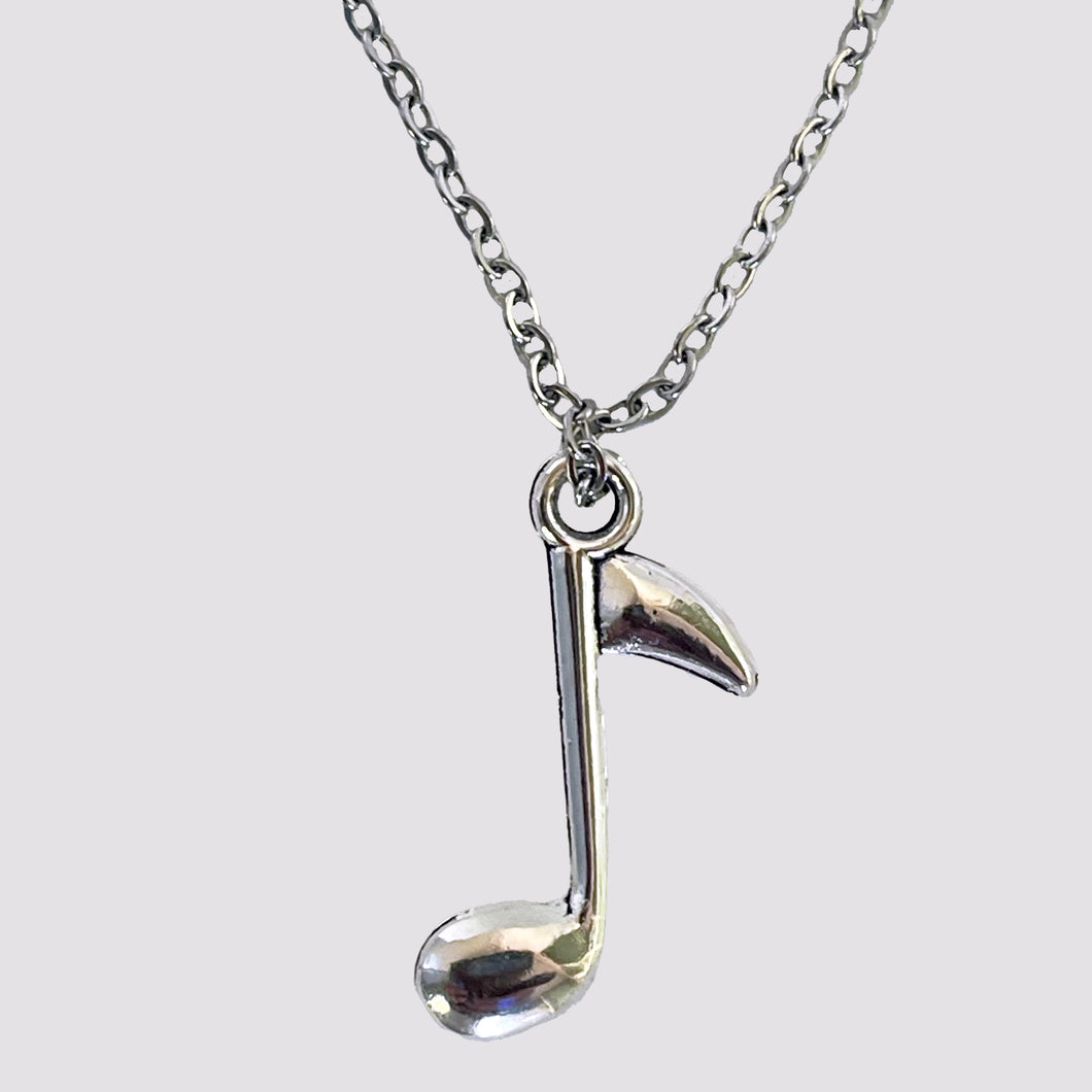 Stainless Steel Music Note Pendant Necklace - Elegant Unisex Jewelry Gift with Durable Construction