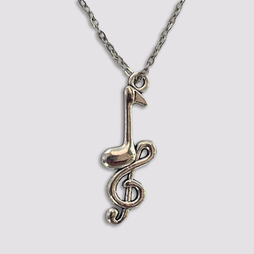 Stainless Steel Music Note and G-Key Pendant Necklace - Elegant Unisex Jewelry Gift with Durable Construction