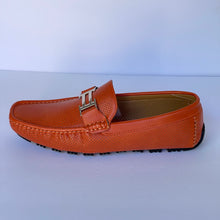 Load image into Gallery viewer, Orange Perforated Smooth Driver with Silver Ornament Moccasin Style Shoes for Men