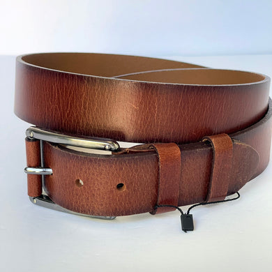 Handmade Thick Genuine Leather Belt, Rustic Textured, The Ultimate Official Gift for Men- Color: Brick Brown