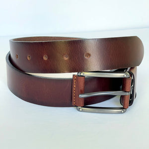 Handmade Thick Genuine Leather Belt, Rustic Textured, The Ultimate Official Gift for Men- Color: Dark Burgundy