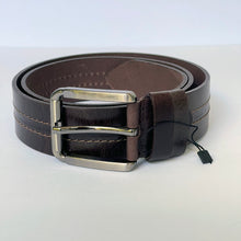 Load image into Gallery viewer, Elegant Handmade Thick Genuine Leather Belt, Two-Row Stitch, The Ultimate Official Gift for Men- Color: Dark Brown