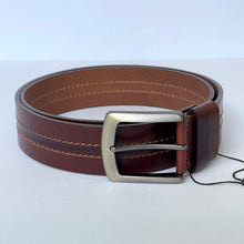 Load image into Gallery viewer, Elegant Handmade Thick Genuine Leather Belt, Two-Row Stitch, The Ultimate Official Gift for Men- Color: Burgundy