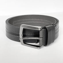 Load image into Gallery viewer, Elegant Handmade Thick Genuine Leather Belt, Two-Row Stitch, The Ultimate Official Gift for Men- Color: Dark Gray