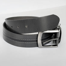 Load image into Gallery viewer, Elegant Handmade Thick Genuine Leather Belt, Two-Row Stitch, The Ultimate Official Gift for Men- Color: Dark Gray