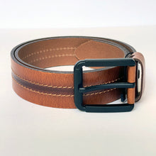 Load image into Gallery viewer, Elegant Handmade Thick Genuine Leather Belt, Two-Row Stitch, The Ultimate Official Gift for Men- Color: Brick Brown