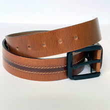 Load image into Gallery viewer, Elegant Handmade Thick Genuine Leather Belt, Two-Row Stitch, The Ultimate Official Gift for Men- Color: Brick Brown