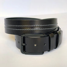 Load image into Gallery viewer, Elegant Handmade Thick Genuine Leather Belt, Two-Row Stitch, The Ultimate Official Gift for Men- Color: Black