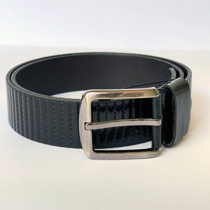 Elegant Handmade Genuine Leather Belt, Geometric Pattern, The Ultimate Official Gift for Men- Color: Black