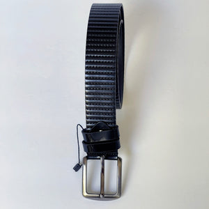 Elegant Handmade Genuine Leather Belt, Geometric Pattern, The Ultimate Official Gift for Men- Color: Black