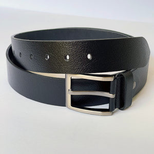 Elegant Handmade Thick Genuine Leather Belt, Textured, The Ultimate Official Gift for Men- Color: Black