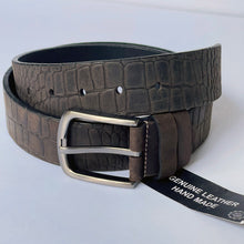 Load image into Gallery viewer, Elegant Handmade Genuine Leather Belt, Crocodile Pattern, The Ultimate Official Gift for Men- Color: Rustic Brown