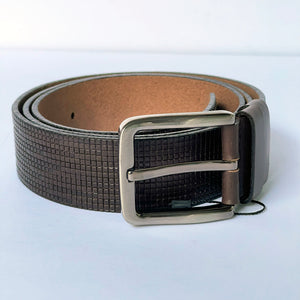 Elegant Handmade Genuine Leather Belt, Squares Pattern, The Ultimate Official Gift for Men- Color: Brown