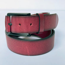 Load image into Gallery viewer, Elegant Handmade Genuine Leather Belt, Dots Pattern, The Ultimate Official Gift for Men &amp; Women- Color: Magenta