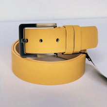 Load image into Gallery viewer, Elegant Handmade Thick Genuine Leather Belt, Plain, The Ultimate Official Gift for Men &amp; Women- Color: Lemon