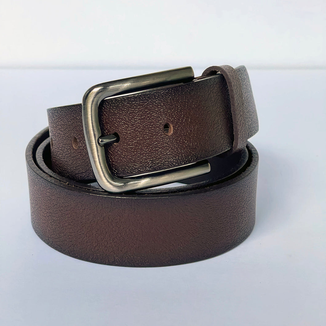 Elegant Handmade Genuine Leather Belt, Textured, The Ultimate Official Gift for Men - Color: Brown