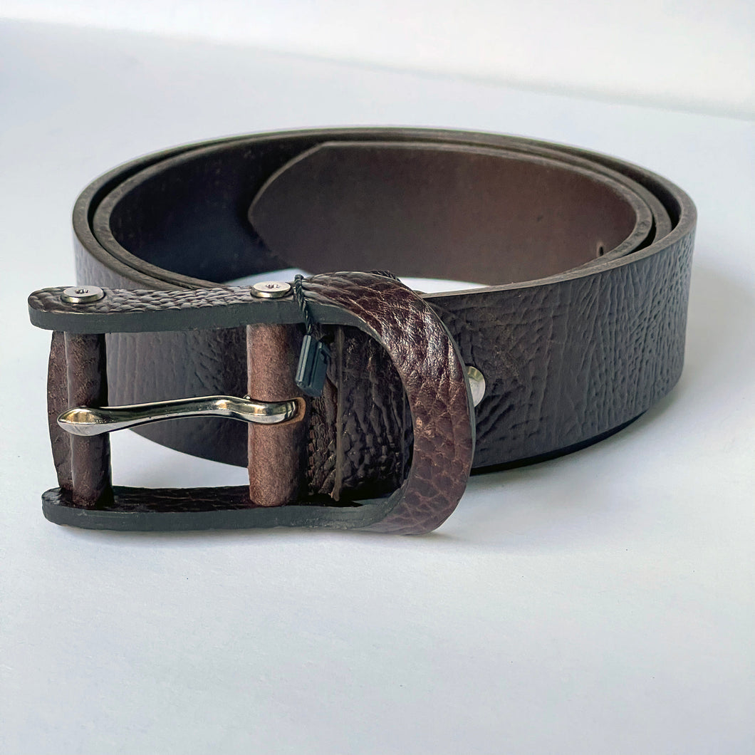 Elegant Handmade Vintage Genuine Leather Belt, Textured, The Ultimate Official Gift for Men - Color: Brown