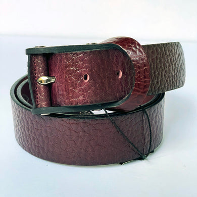 Elegant Handmade Vintage Genuine Leather Belt, Textured, The Ultimate Official Gift for Men And Women - Color: Dark Burgundy