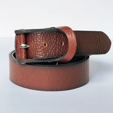 Elegant Handmade Vintage Genuine Leather Belt, Textured, The Ultimate Official Gift for Men And Women - Color: Brick Brown