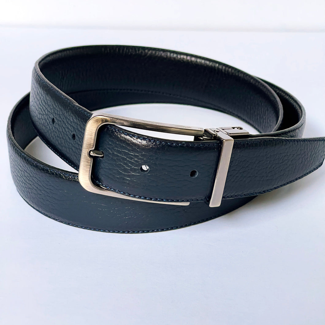 Elegant Handmade Genuine Leather Belt, Plain, The Ultimate Official Gift for Men - Color: Dark Navy -Size: 40