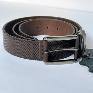 Elegant Handmade Genuine Leather Belt, Dots Pattern, The Ultimate Official Gift for Men & Women- Color: Brown- Size: 44