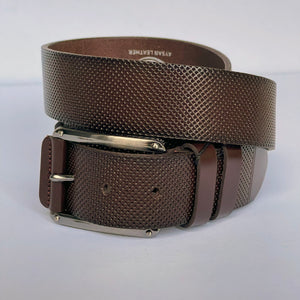 Elegant Handmade Genuine Leather Belt, Dots Pattern, The Ultimate Official Gift for Men & Women- Color: Brown- Size: 44