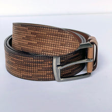 Load image into Gallery viewer, Elegant Handmade Genuine Leather Belt, Squares Pattern, The Ultimate Official Gift for Men &amp; Women- Color: Light Brown-Size:36