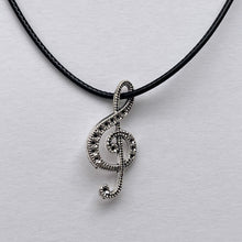 Load image into Gallery viewer, Stainless Steel Music Note G-Key Pendant Necklace - Elegant Unisex Jewelry Gift with Durable Construction + Black String