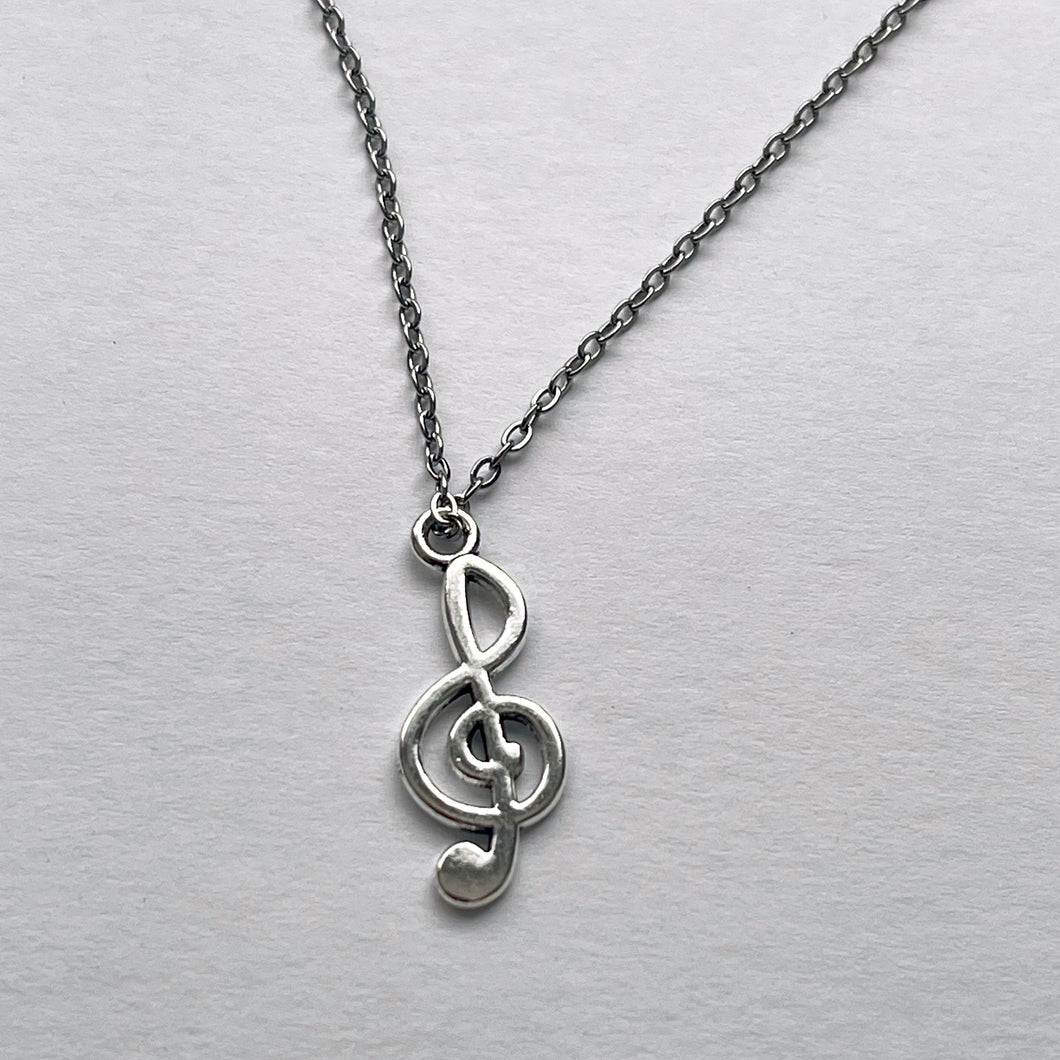 Stainless Steel Music Note G Key Pendant Necklace - Elegant Unisex Jewelry Gift with Durable Construction