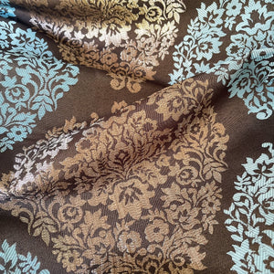 1 Yard, ROUGE - JACQUARD DAMASK DESIGNER PATTERN HOME DECOR - Perfect For Table Top and Cushion Covers - Blue/Gold