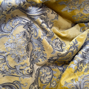 Imperial Medallion Pattern Velvet Upholstery Fabric - Perfect For Table Top and Cushion Covers - Buckingham Pattern