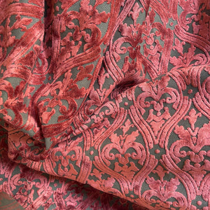 1 Yard of Bellagio - FLORAL PATTERN BURNOUT VELVET UPHOLSTERY FABRIC, Perfect for Cushion Cover or Table Top - Color: Henna