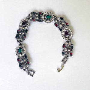 Handmade Bracelet Designed with Ruby, Emerald, and Crystal Stones - Perfect Gift for Girls and Women