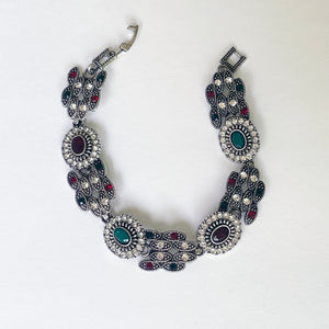 Handmade Bracelet Designed with Ruby, Emerald, and Crystal Stones - Perfect Gift for Girls and Women