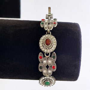 Handmade Bracelet Designed with Ruby, Emerald, and Crystal Stones - Perfect Gift for Girls and Women