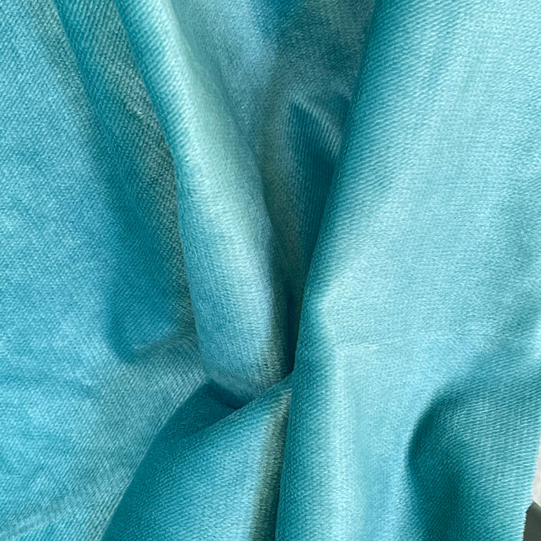 One Yard of BELVEDERE - PREMIUM PLUSH SATEEN PLAIN VELVET UPHOLSTERY FABRIC, Perfect for Cushion Cover or Table Top - Color: Caribbean Blue