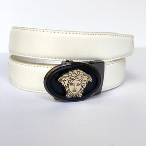 Elegant Handmade PU Leather Hole-Less Belt with Special Buckles, Plain, Available in 10 Fresh Colors, Easy to Adjust the Size - Style 11