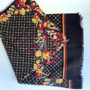 Boho Chic Unisex Scarf – Elegant Polyester Beach Shawl | Soft and Fashionable Bohemian Print Wrap-Black