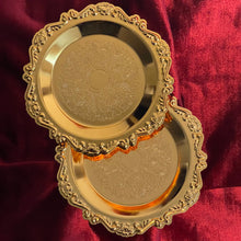 Load image into Gallery viewer, A Pair of Golden Stainless Steel Coasters - Elegant, Washable, Room &amp; Party Decor - Durable &amp; Versatile for Everyday Use