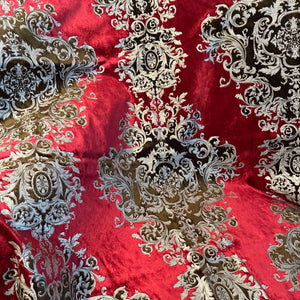 44"x34" Imperial Medallion Pattern Velvet Upholstery Fabric - Perfect For Table Top and Cushion Covers - Buckingham Pattern (Ruby Brown)