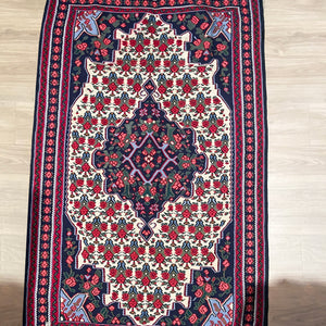 Traditional and Vintage Hand-Knotted Persian Senneh Rug with a Floral Pattern for Your Home Decor