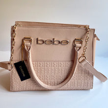 Load image into Gallery viewer, BeBe Zuri Almond Vegan Leather Satchel/Crossbody Convertible Handbag