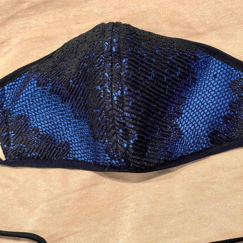 Unique Face Mask - Reusable Washable Adjustable Face Mask With Black & Blue Pattern