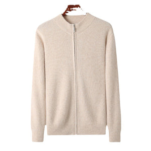 Elegant Men's Half-high Collar Loose Thick Zip Wool Knitted Sweater, in 6 Beautiful Colors, S to XXXL