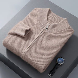 Elegant Men's Half-high Collar Loose Thick Zip Wool Knitted Sweater, in 6 Beautiful Colors, S to XXXL