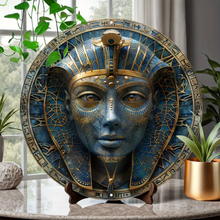 Load image into Gallery viewer, Egyptian Pharaoh Mask Round Aluminum Sign 8x8 Inch - Decorative Ancient Egypt Themed Metal Plaque for Door, Wall Art