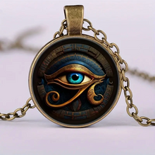 Load image into Gallery viewer, Gorgeous Glass Mosaic Eye of Horus Pendant Necklace - Glamorous Retro Creative Design, Alloy Chain, Unisex Jewelry for Men and Women