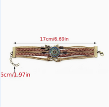 Load image into Gallery viewer, Bohemian Time Gemstone Braided Bracelet Female PU Leather Vintage Style Hand Jewelry