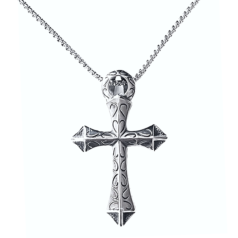 Elegant Big FDL Cross Pendant with a Thick Chain