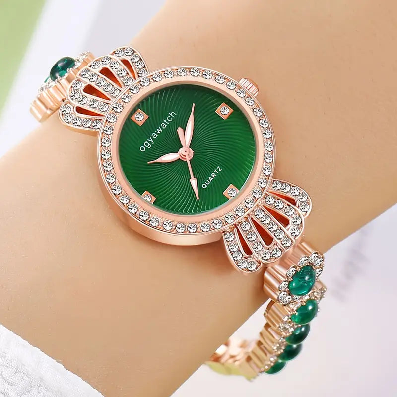 Emerald Green Rhinestone Luxury Women’s Quartz Watch Emerald Green Luxury Women main image 2